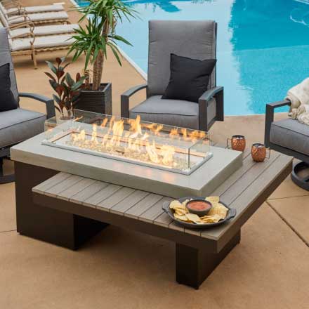 Uptown Coastal Grey Linear Fire Pit Table